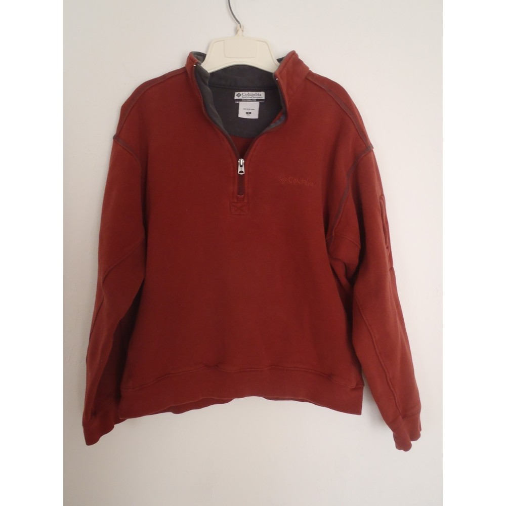 Columbia Pullover Mens M Red Embroidered Logo Hiking Camping Sweater